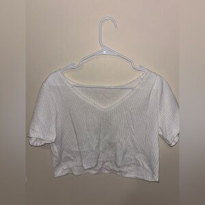 White Waffle Crop Tee